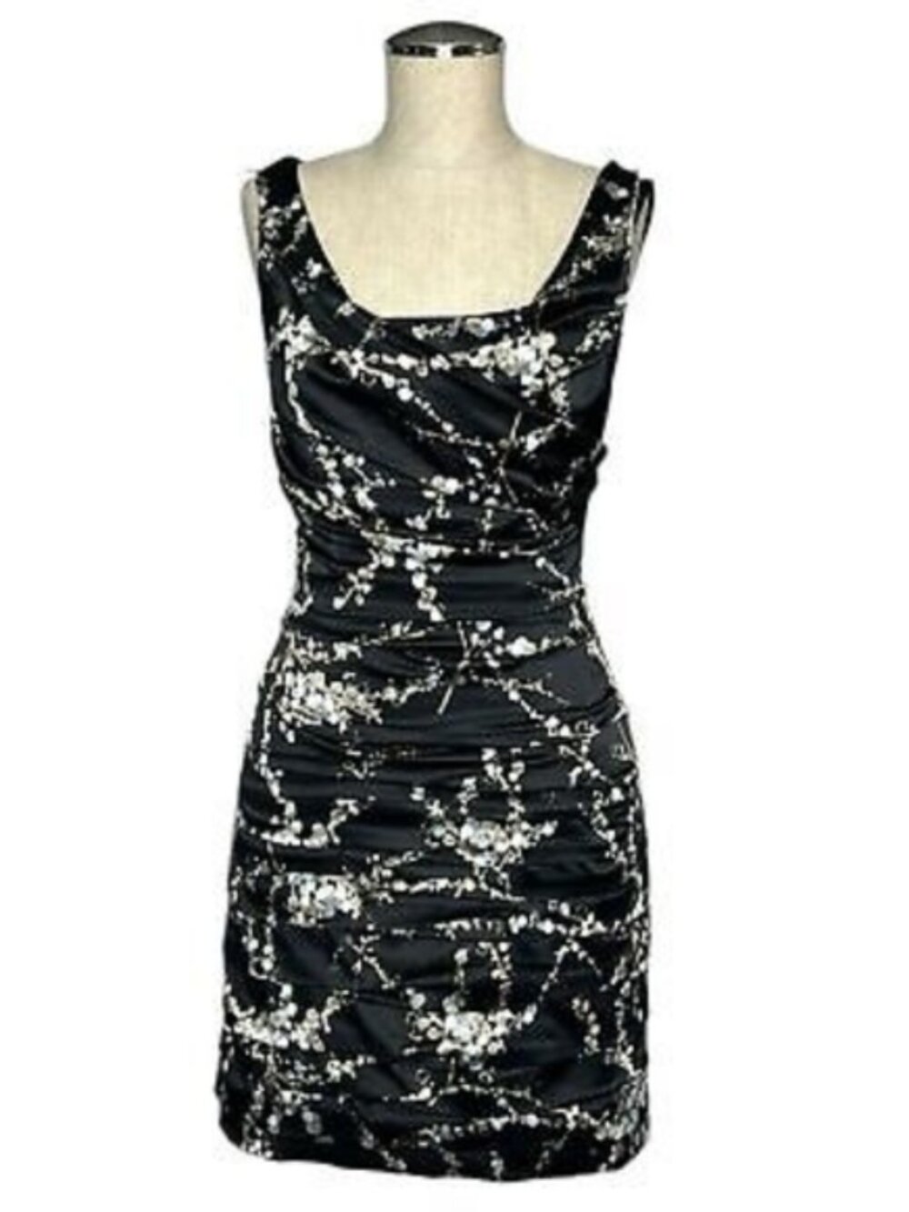 Express Black Floral Sheath Dress Size 8 Sleeveless Career Cocktail Dress